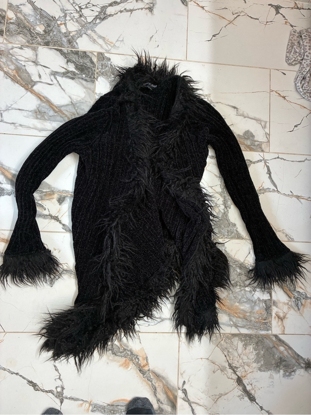 Current Mood Dolls Kill furry foe long cardigan black size xs